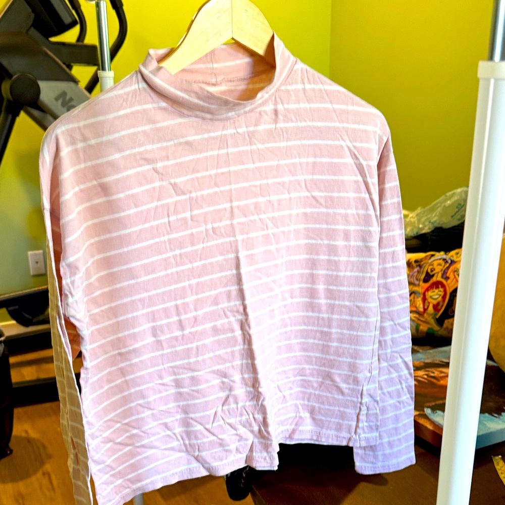 Everlane Pink and White Striped Top